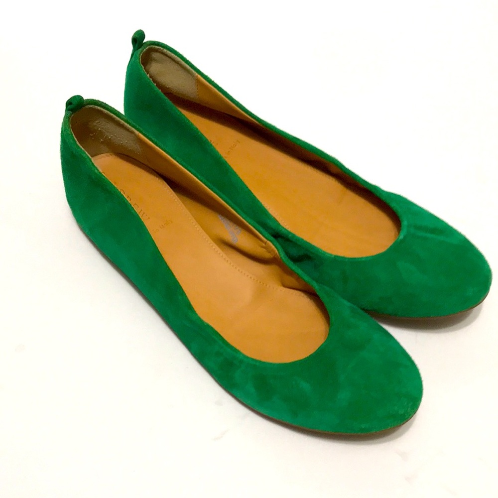 I. Crew Green Suede ballet flats 9.5